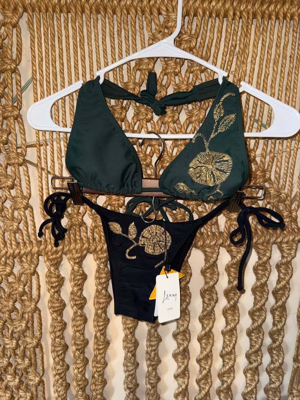Lenny Niemeyer Embroidered Halter Bikini Set